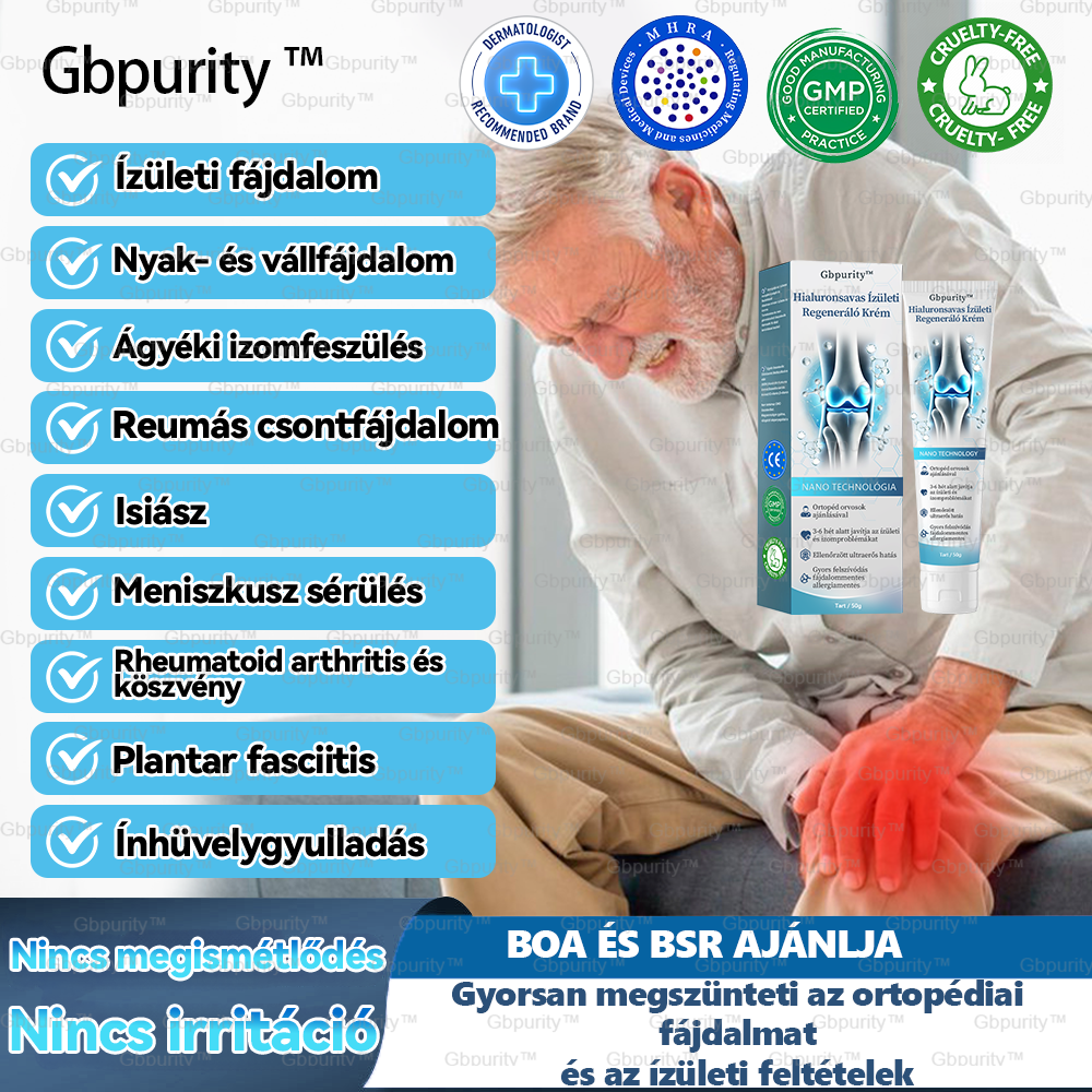 🪶Gbpurity™ Hialuronsavas Ízületi Regeneráló Krém👩⚕️(Átfogó kezelés az ízületi gyulladásra, idegfájdalomra, izomfájdalomra)