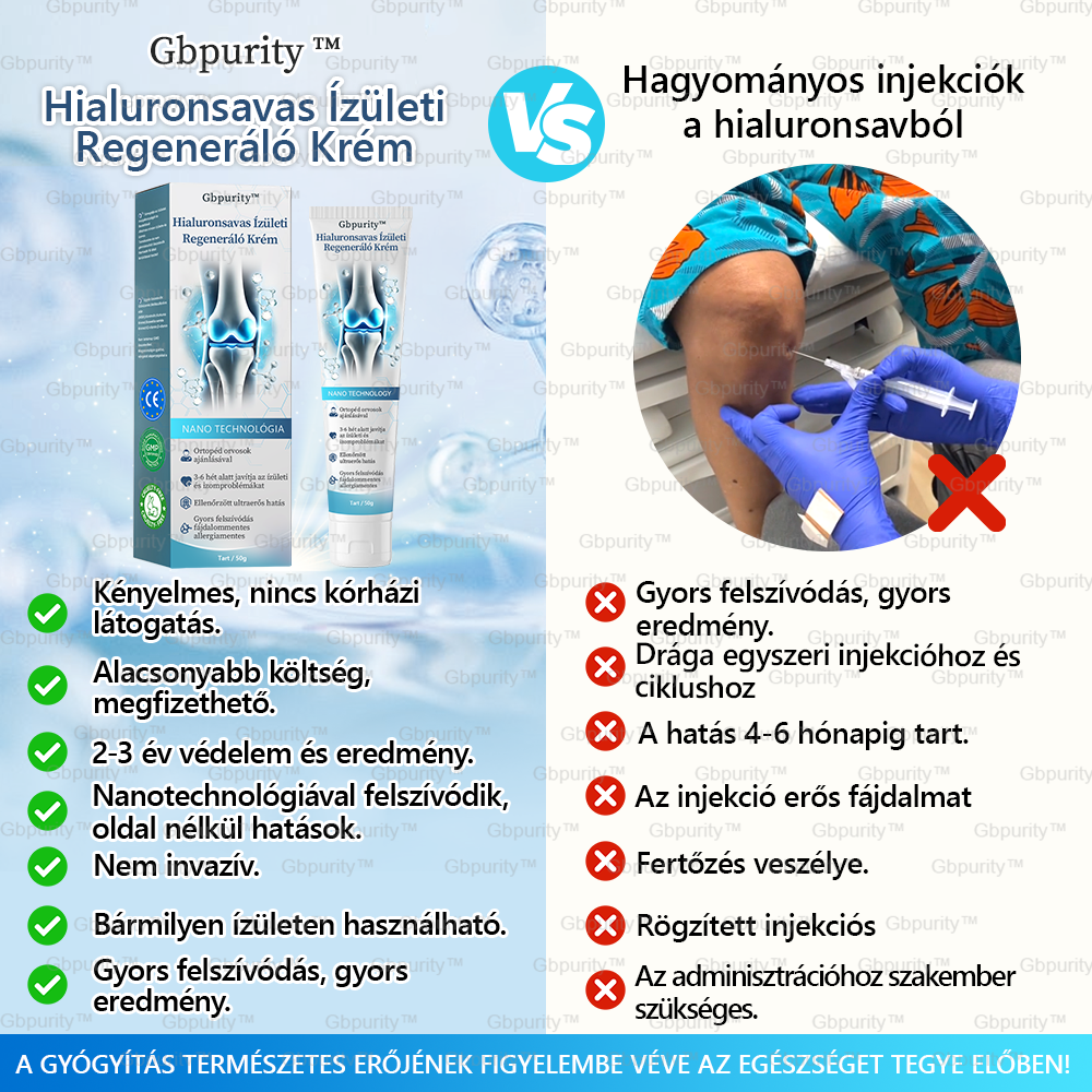 🪶Gbpurity™ Hialuronsavas Ízületi Regeneráló Krém👩⚕️(Átfogó kezelés az ízületi gyulladásra, idegfájdalomra, izomfájdalomra)
