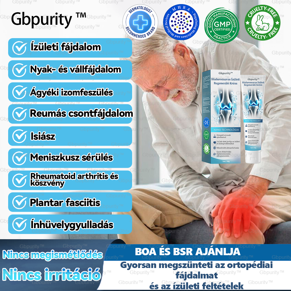 🪶Gbpurity™ Hialuronsavas Ízületi Regeneráló Krém👩‍⚕️(Átfogó kezelés az ízületi gyulladásra, idegfájdalomra, izomfájdalomra)